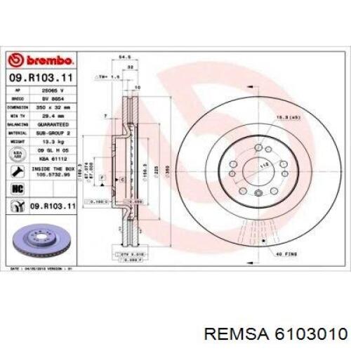 Диск гальмівний передній Remsa 6103010