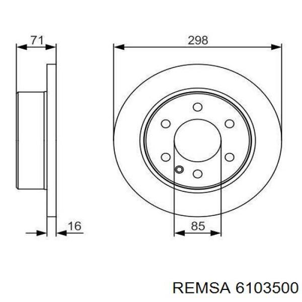 Купити 6103500 Remsa Диск заднього гальма