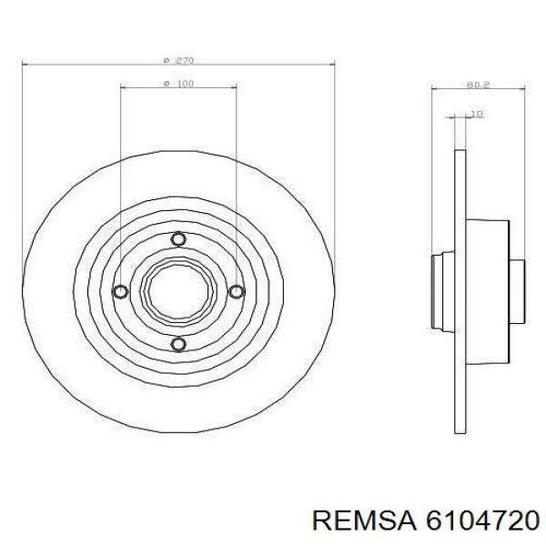 Диск гальмівний задній Remsa 6104720