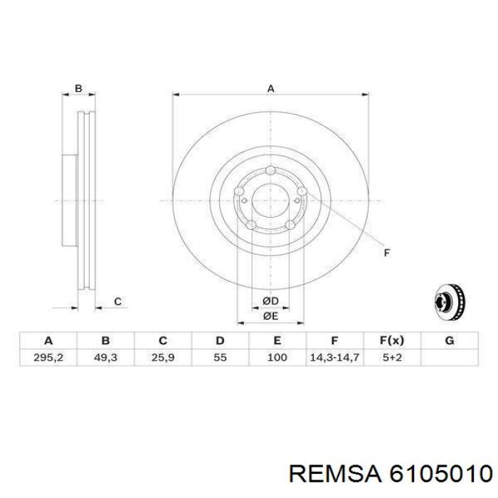 6105010 Remsa диск гальмівний передній