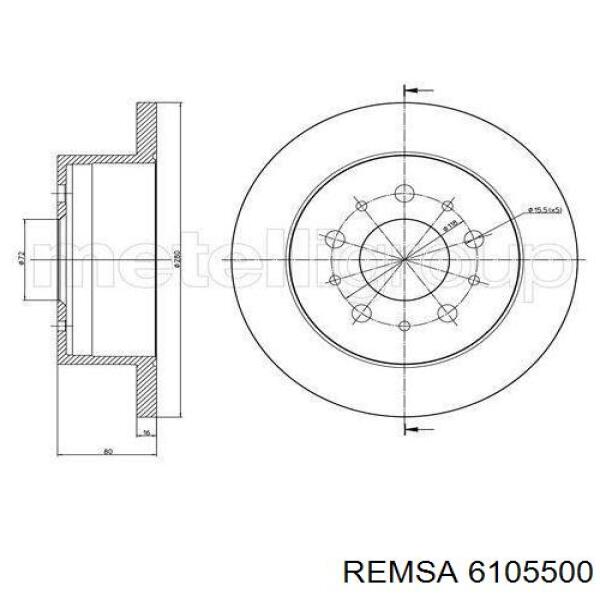 Купити 6105500 Remsa Диск заднього гальма