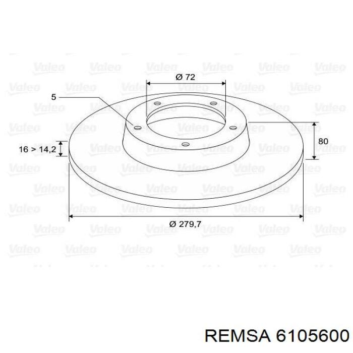 Диск гальмівний задній Remsa 6105600