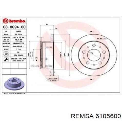 Задні дискові гальма Remsa 6105600 ціна, від 44.81 USD