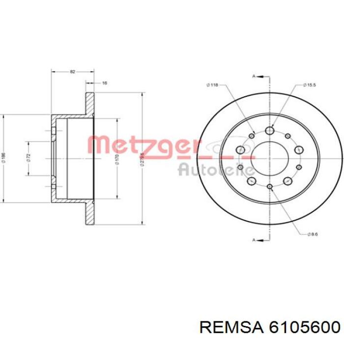 Купити 6105600 Remsa Диск заднього гальма