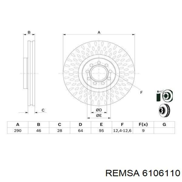 6106110 Remsa Гальмо дискове переднє