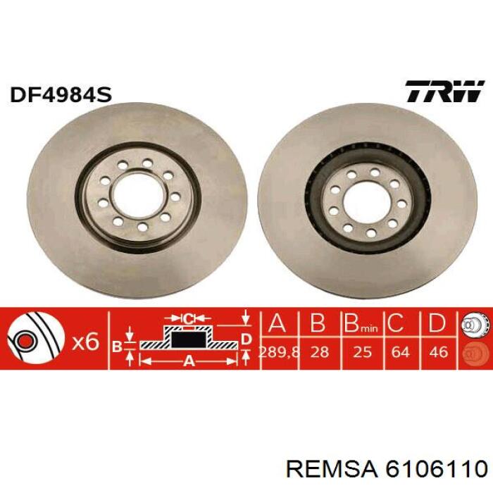 Диск переднього гальма Remsa 6106110 ціна, від 56.13 USD