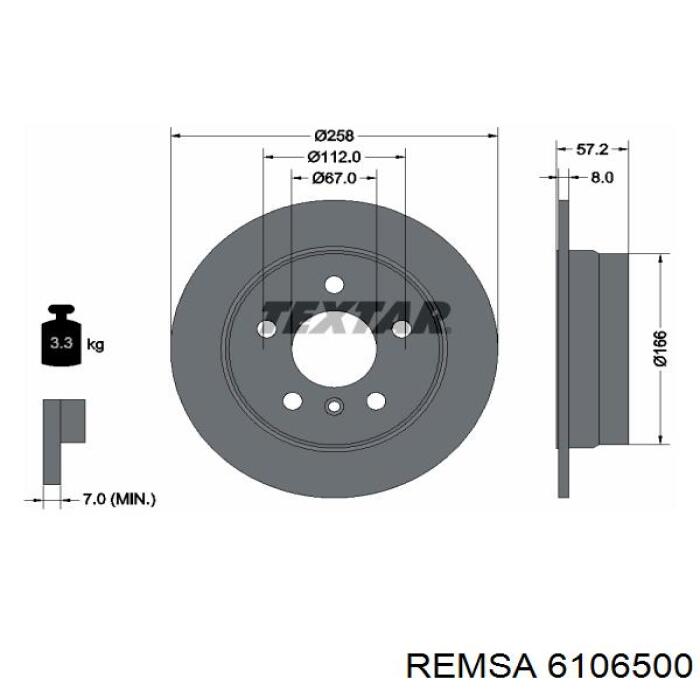 6106500 Remsa диск гальмівний задній