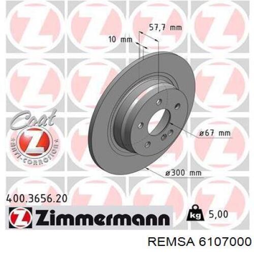 Диск гальмівний задній Remsa 6107000