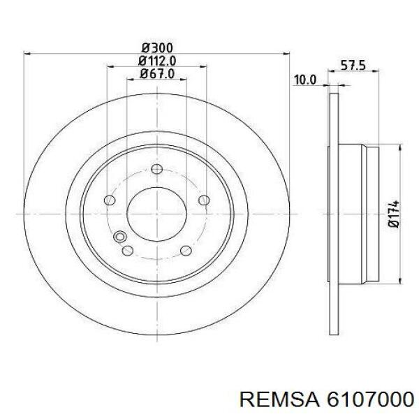 Купити 6107000 Remsa Диск заднього гальма