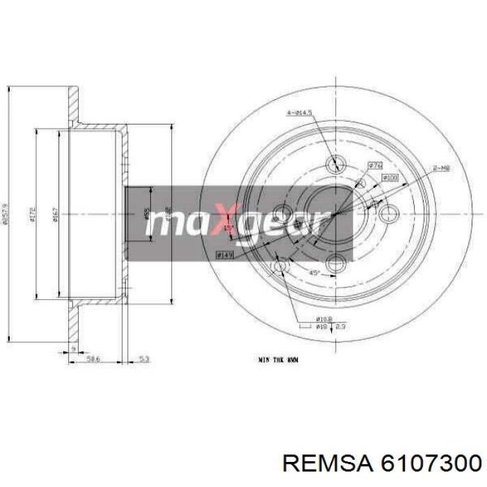 Диск гальмівний задній Remsa 6107300