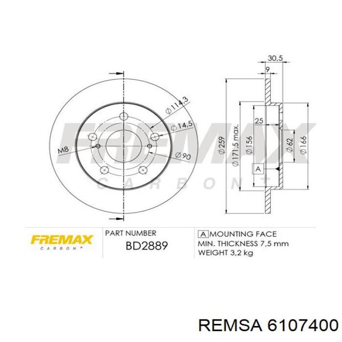 Задні дискові гальма Remsa 6107400 ціна, від 23.90 USD