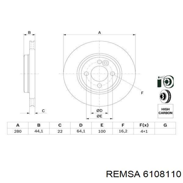 6108110 Remsa Гальмо дискове переднє