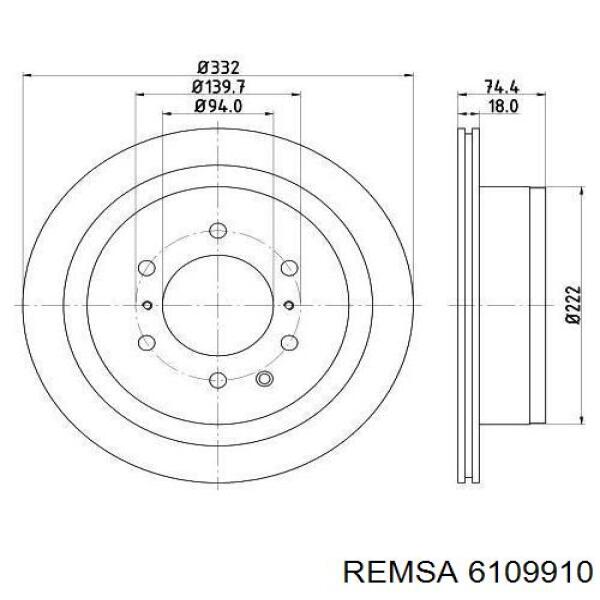 Диск гальмівний задній 6109910 Remsa