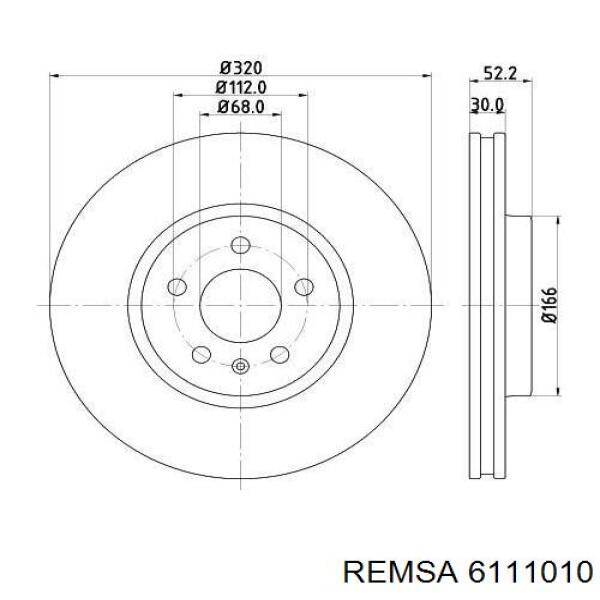 Диск переднього гальма Remsa 6111010 ціна, від 66.71 USD