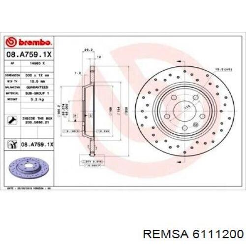 6111200 Remsa Дискові гальма
