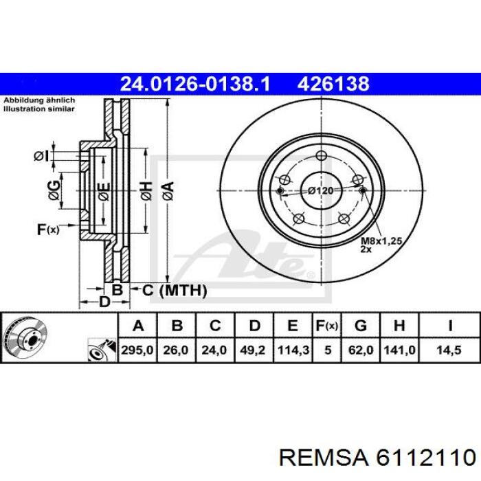 6112110 Remsa Гальмо дискове переднє