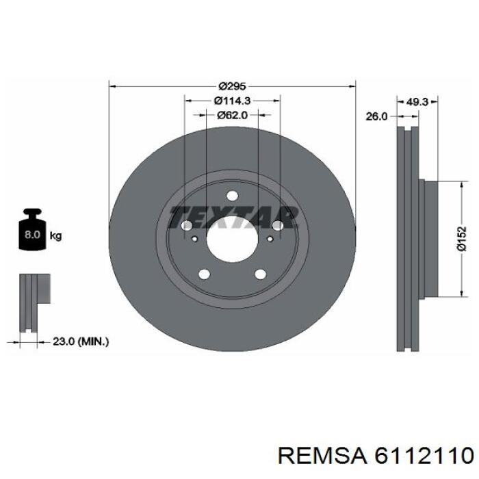 Купити 6112110 Remsa Ротор гальмівний