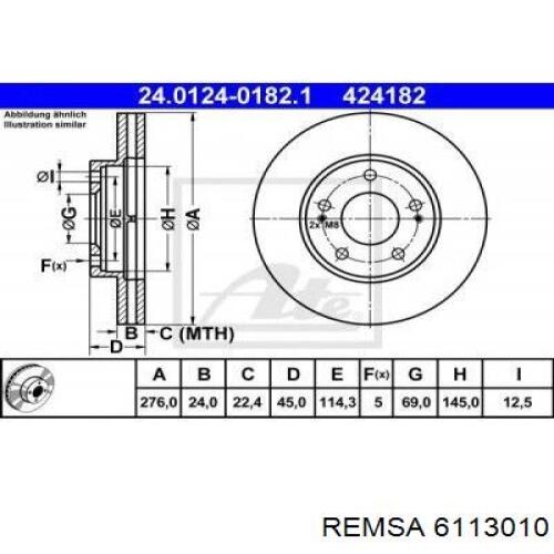 Гальмівні диски передні 6113010 Remsa