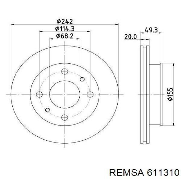 611310 Remsa диск гальмівний передній