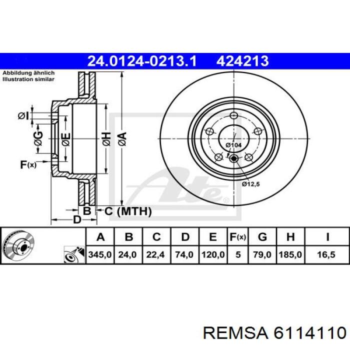 Задні дискові гальма Remsa 6114110 ціна, від 68.92 USD