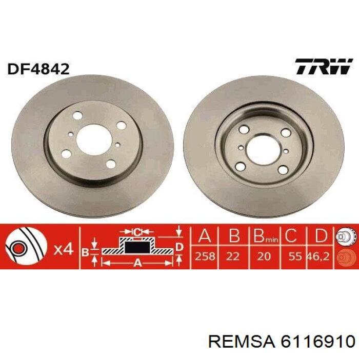 Диск переднього гальма Remsa 6116910 ціна, від 33.04 USD