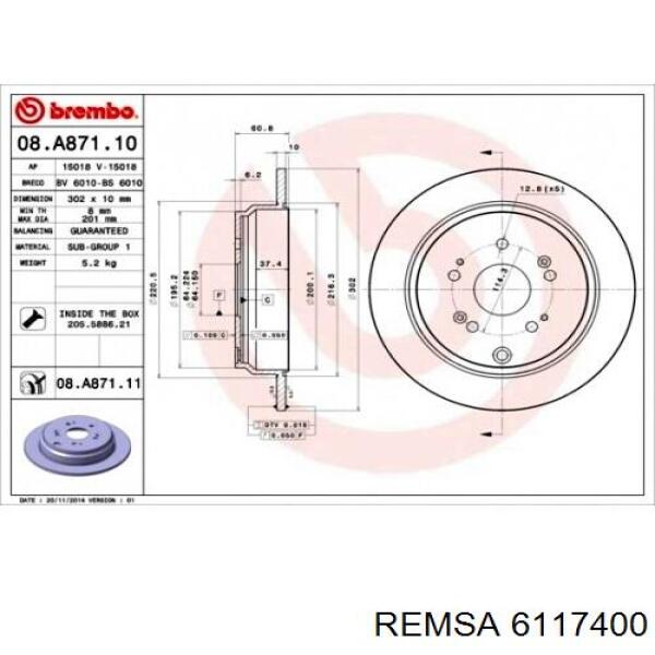 6117400 Remsa Дискові гальма