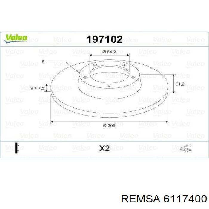 Купити 6117400 Remsa Диск заднього гальма