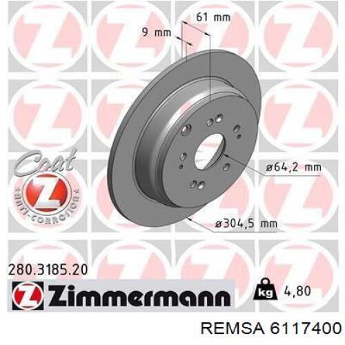 Задні дискові гальма Remsa 6117400 ціна, від 33.57 USD