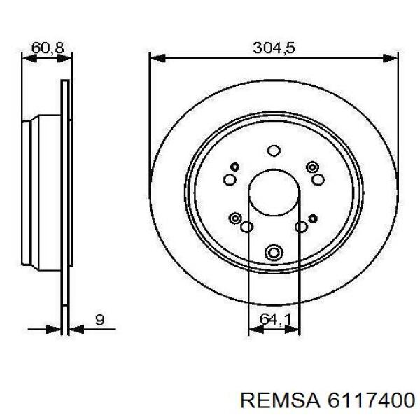 Купити 6117400 Remsa Диск заднього гальма