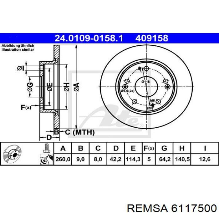 Задні дискові гальма Remsa 6117500 ціна, від 26.69 USD