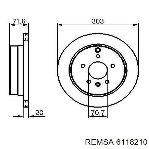Купити 6118210 Remsa Диск заднього гальма