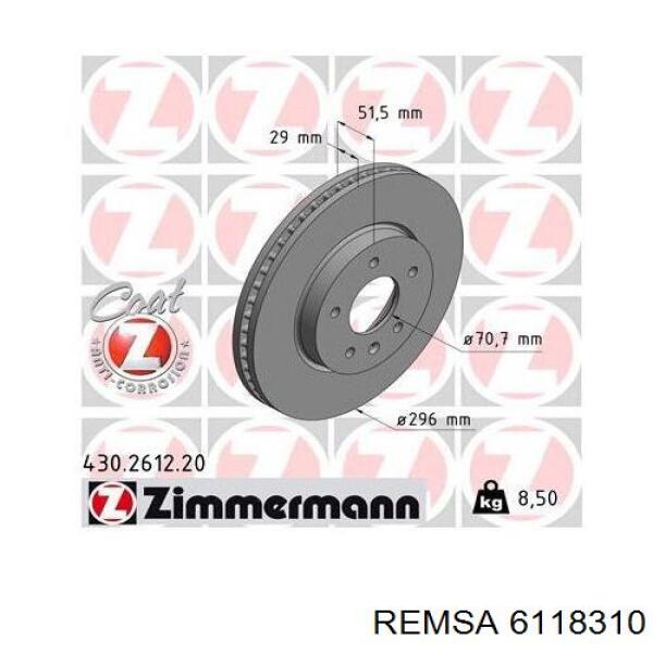 Диск гальмівний передній Remsa 6118310