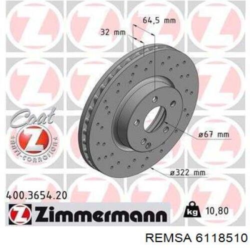 Диск переднього гальма Remsa 6118510 ціна, від 72.02 USD