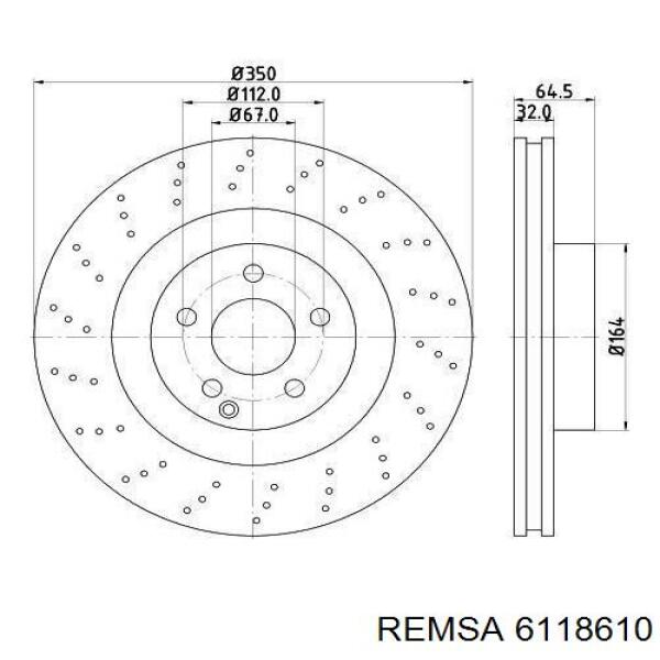 Гальмівні диски передні 6118610 Remsa