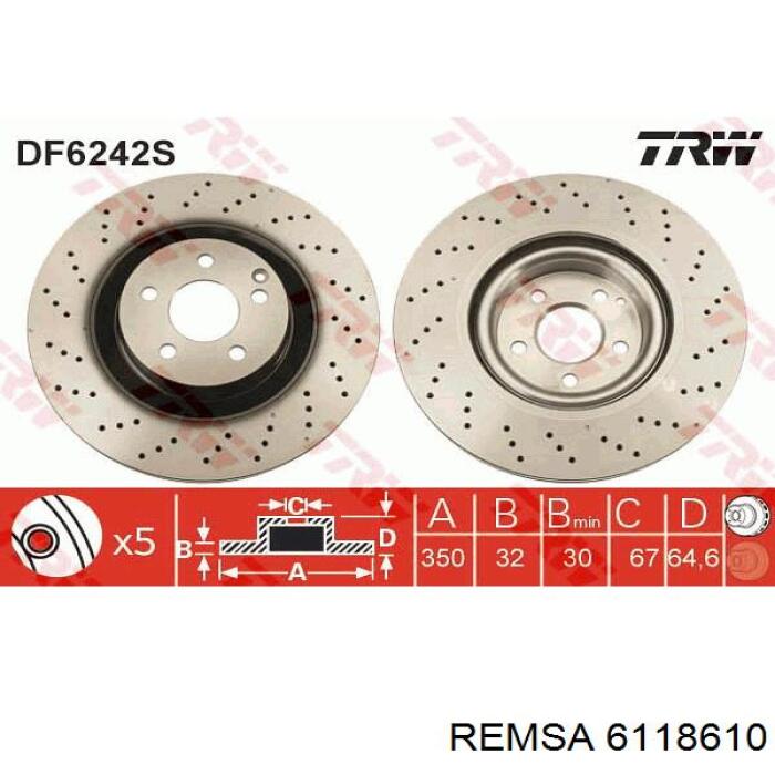 6118610 Remsa Гальмо дискове переднє