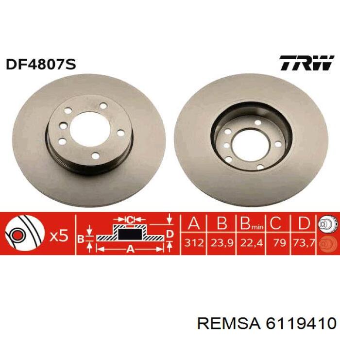 Диск переднього гальма Remsa 6119410 ціна, від 62.84 USD