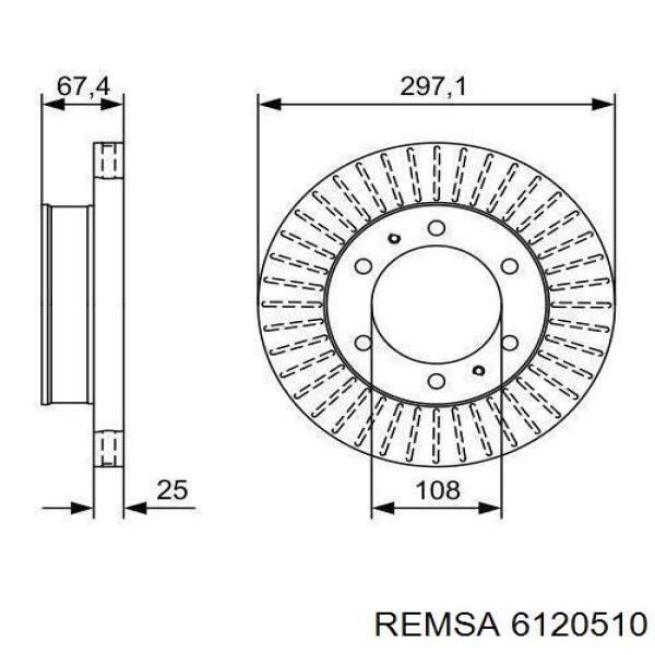 Диск переднього гальма Remsa 6120510 ціна, від 40.78 USD