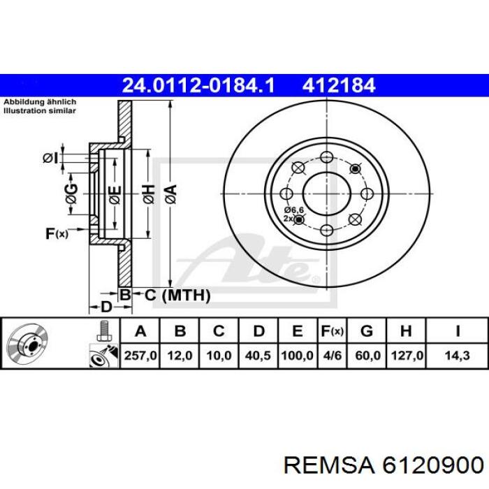 6120900 Remsa Гальмо дискове переднє