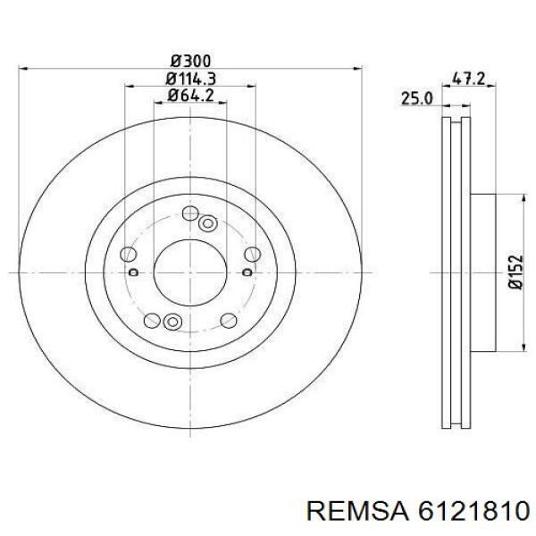 Диск гальмівний передній Remsa 6121810