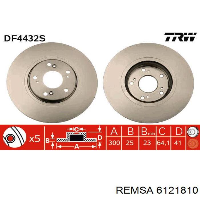 Диск переднього гальма Remsa 6121810 ціна, від 54.41 USD