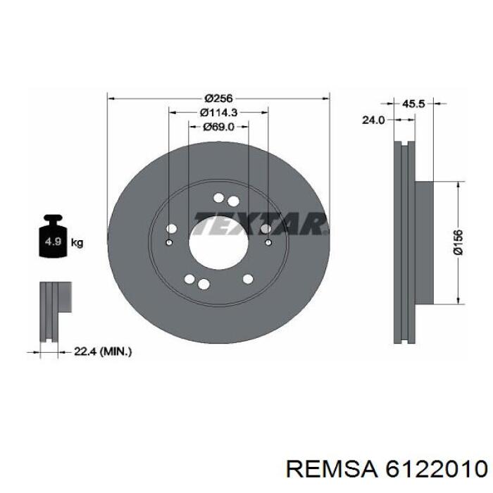 6122010 Remsa диск гальмівний передній