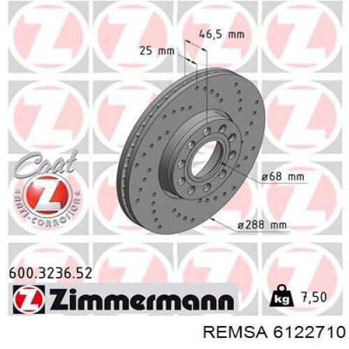 Диск гальмівний передній Remsa 6122710