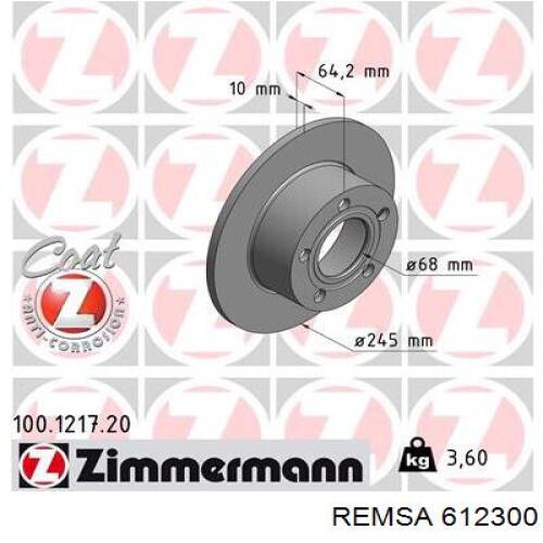 Гальмівні диски 612300 Remsa