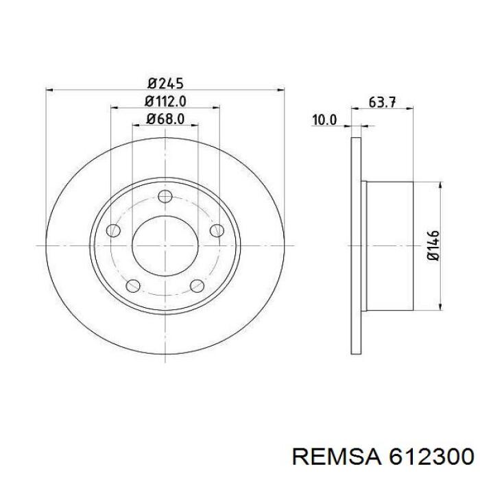 Диск гальмівний задній Remsa 612300
