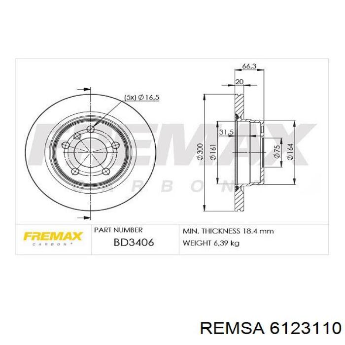 Задні дискові гальма Remsa 6123110 ціна, від 51.66 USD