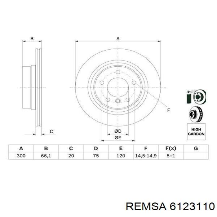 Купити 6123110 Remsa Диск заднього гальма