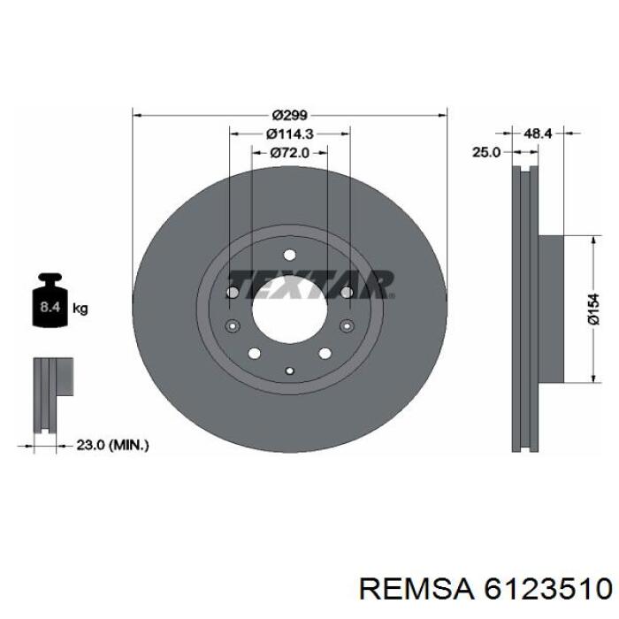 6123510 Remsa Гальмо дискове переднє