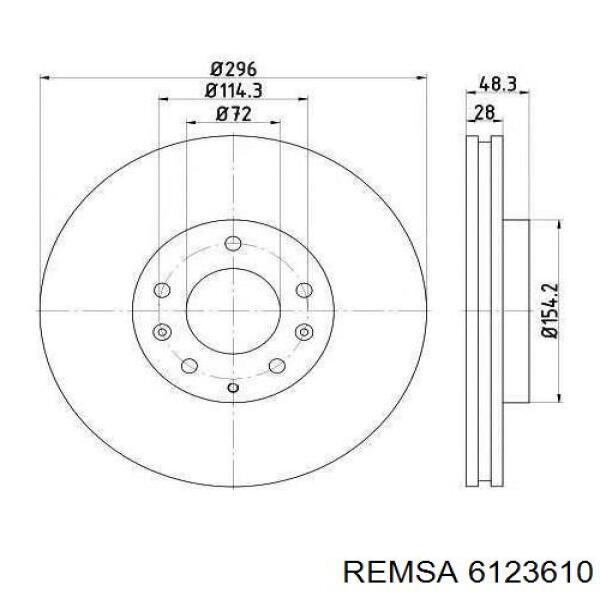 Диск переднього гальма Remsa 6123610 ціна, від 48.38 USD