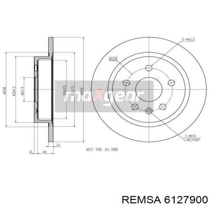 Диск гальмівний задній 6127900 Remsa