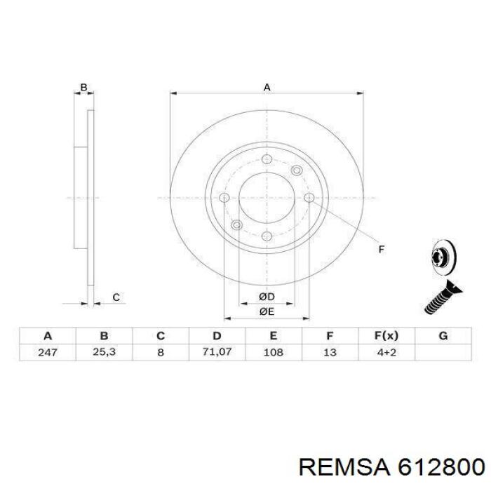 Задні дискові гальма Remsa 612800 ціна, від 21.16 USD